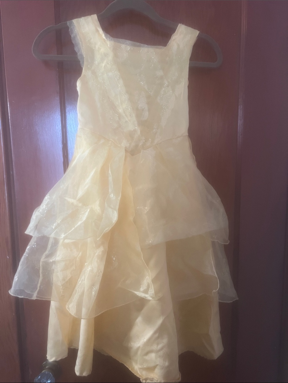 Disney Belle Yellow Tiered Organza Dress for Girls